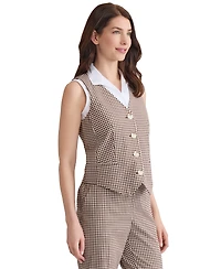 Jones New York Women's Check-Print Button-Front Vest