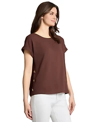 Jones New York Women's Button-Side Cuffed Top