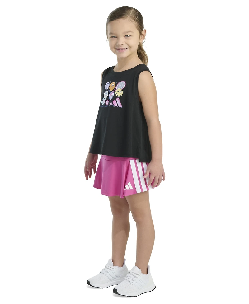 adidas Toddler and Little Girls 2-Piece Waist Tank and 3-Stripe Skort Set