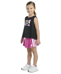 adidas Toddler and Little Girls 2-Piece Waist Tank and 3-Stripe Skort Set