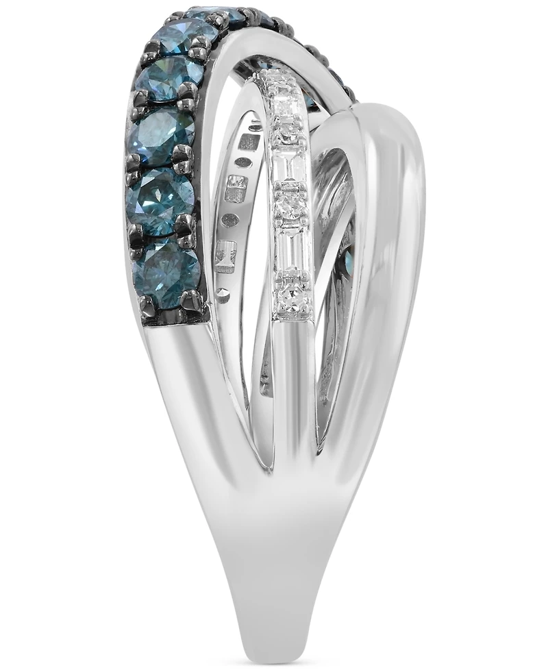 Effy Blue & White Diamond Multi-Row Ring (1-1/20 ct.t.w.) in 14k White Gold