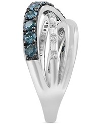 Effy Blue & White Diamond Multi-Row Ring (1-1/20 ct.t.w.) in 14k White Gold