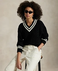Polo Ralph Lauren Women's Aran-Knit Cotton Cricket Sweater