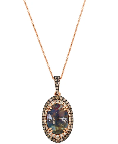 Le Vian Aquadite (4 ct. t.w.) Nude Diamond (1/3 ct. t.w.) & Chocolate Diamond (3/8 ct. t.w.) Pendant Necklace Set in 14k Rose Gold, 20"