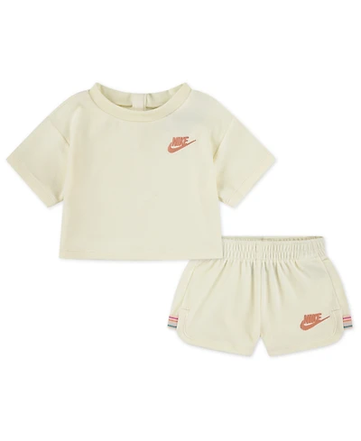 Nike Baby Girls Let's Roll Towel Terry T-Shirt & Shorts, 2 Piece Set