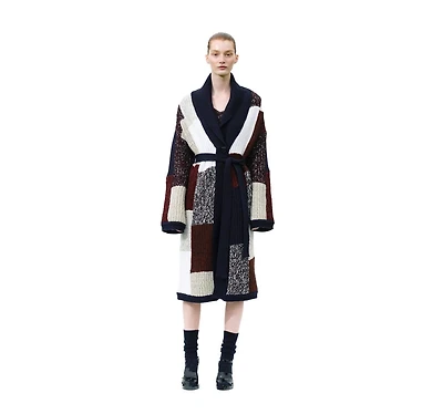 Labeca London Women Vivienne Block Wool Midi Robe Cardigan