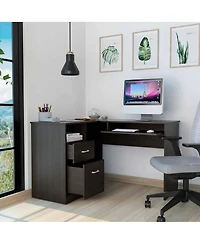 Modern L-Shaped Computer Desk with Two Storage Drawers – Corner Workstation