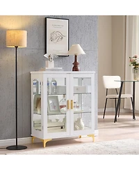 Kings Brand Furniture Cataleya 3-Tier Curio Display Cabinet Organizer with Storage Shelves for Figures & Collection Exhibit for Living Room, Bedroom