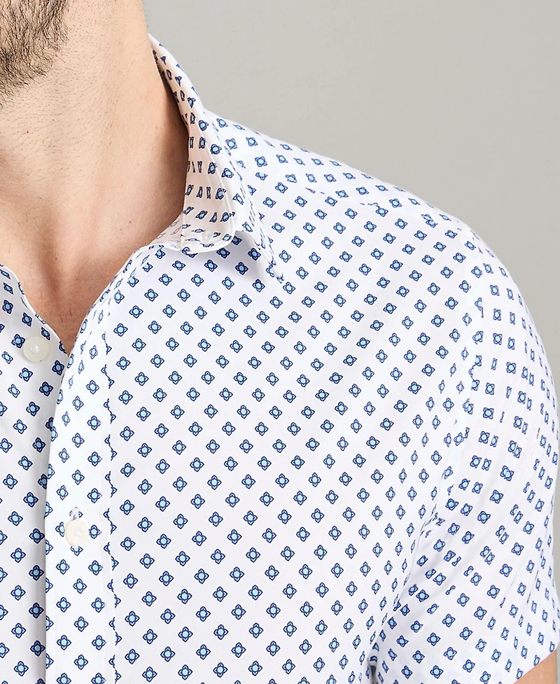 UNTUCKit Men's Regular Fit Wrinkle-Free Performance Tidwell Short Sleeve Button Up Shirt