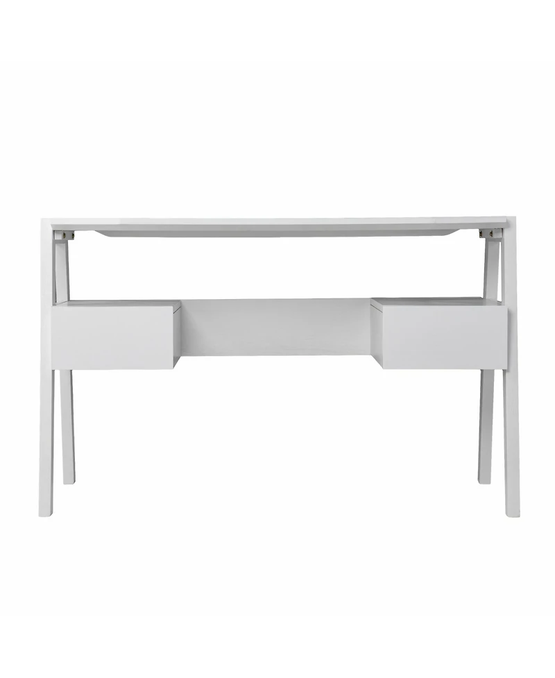 48" White Writing Desk With Two Drawers