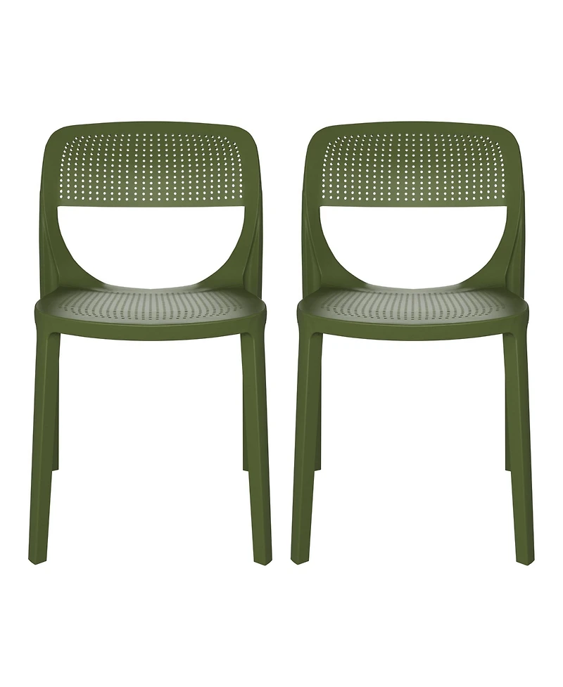 Modern Stackable Plastic Resin Patio Dining Side Chair (Set of 2)