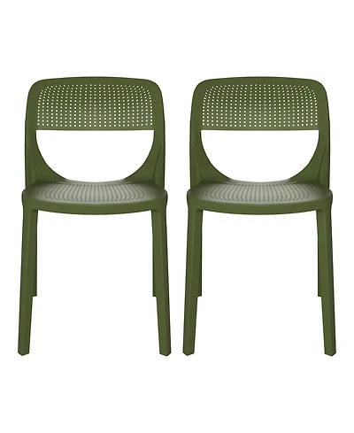 Modern Stackable Plastic Resin Patio Dining Side Chair (Set of 2)