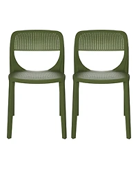 Modern Stackable Plastic Resin Patio Dining Side Chair (Set of 2)