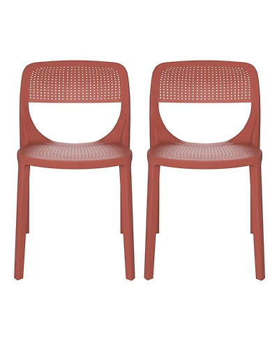 Modern Stackable Plastic Resin Patio Dining Side Chair (Set of 2)