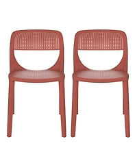 Modern Stackable Plastic Resin Patio Dining Side Chair (Set of 2)