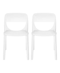 Modern Stackable Plastic Resin Patio Dining Side Chair (Set of 2)