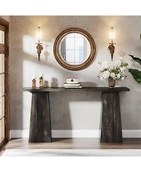 Tribesigns Rustic Console Table Wood Entryway Table for Living Room, 63 inch Narrow Sofa Table Farmhouse Vintage Couch Table Retro Hallway Accent Tabl