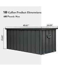 100 Gal. Large Dark Gray Steel Outdoor Deck Box with Wheels