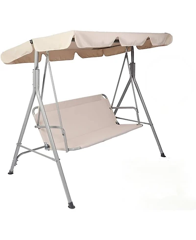 Outdoor Porch Patio Swing Chair with Stand and Waterproof Canopy All Weather Resistant Swing Bench