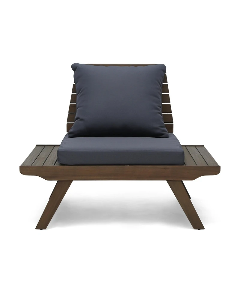 Sedona Outdoor Acacia Wood Club Chairs with Dark Gray Removable Cushions, Wood Outdoor Patio Lounge Chairs