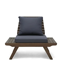 Sedona Outdoor Acacia Wood Club Chairs with Dark Gray Removable Cushions, Wood Outdoor Patio Lounge Chairs