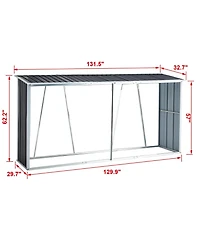 10.8 ft. W x 2.5 ft. D Dark Gray Metal Log Storage Shed with Roof