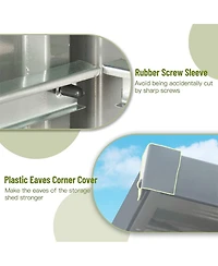 Outdoor Garden Shed Metal Utility Tool Storage Room with Latches and Lockable Door for Balcony