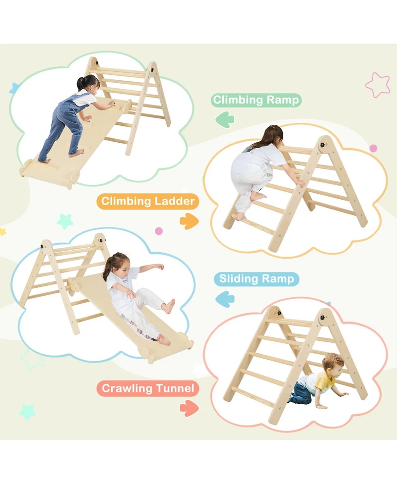 7-in-1 Indoor Climbing Toys for Toddlers with Reversible Ramp