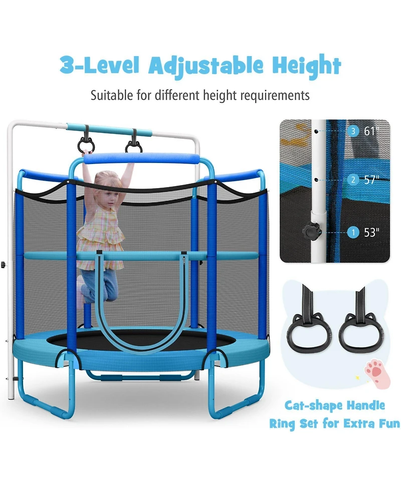5 Feet Kids 3-in-1 Game Trampoline with Enclosure Net Spring Pad