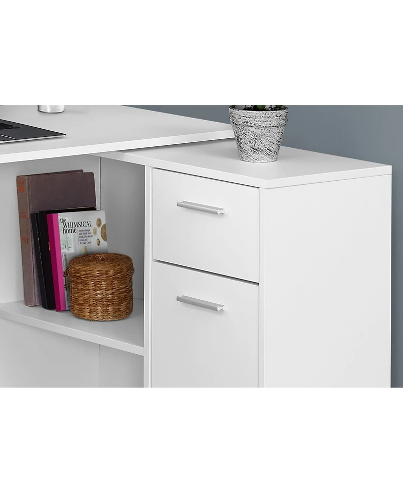 L-Shaped 34" Computer Desk With Dual Drawers for Small Office Spaces
