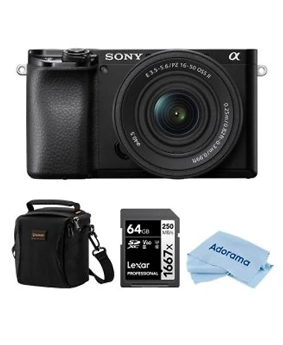 Sony Alpha A6100 Mirrorless Camera With 16 50mm F 3.5 5.6 Lens Bundle With 64gb Sdxc Memory Card Shoulder Bag