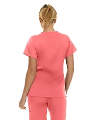 Medichic Women's Eleanor 3-Pocket Stretch V-Neck Scrub Top Shocking Pink Medium