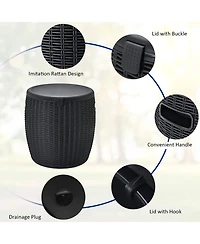 9.5 Gallon 4-in-1 Patio Rattan Cool Bar Cocktail Table Side