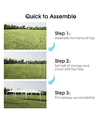 10 x 30 Feet Gazebo Canopy Tent with Connection Stakes and Wind Ropes