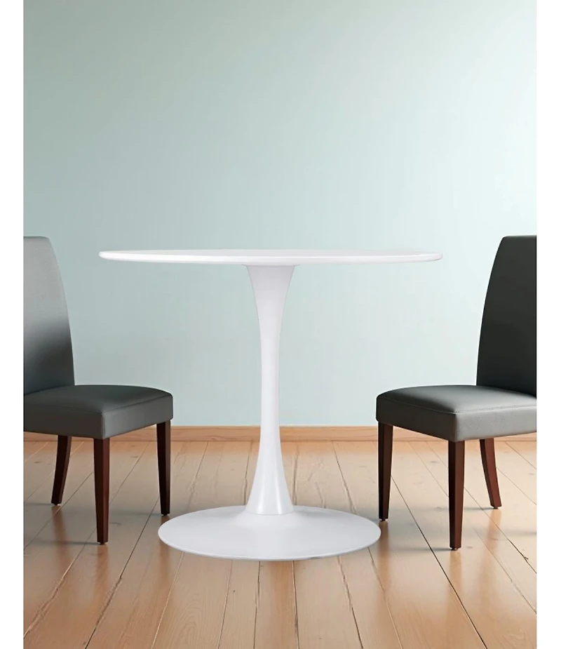35" Steel Base Dining Table – Sturdy Pedestal Design for Home, Bistro, or Office Use