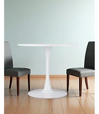 35" Steel Base Dining Table – Sturdy Pedestal Design for Home, Bistro, or Office Use
