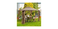 12 x 10 Feet Outdoor Double Top Patio Gazebo with Netting