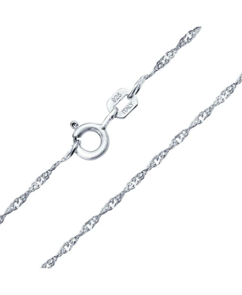 Bling Jewelry Set of 2 Thin 1.5MM Sterling Silver Singapore Rope Chain Necklace Made in Italy & Inch