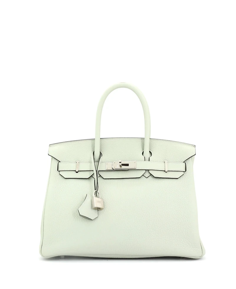 Pre-Owned Hermes Birkin 30 Handbag Green Togo with Palladium Hardware