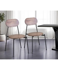 Set of Two Metal and Wood King Louis Back Dining Side Chairs