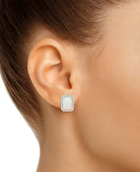 Gemstone & Created White Sapphire Halo Stud Earrings (1/4 ct. t.w.) 10k Yellow Gold