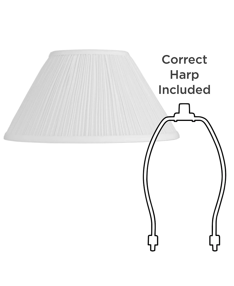 Springcrest White Mushroom Pleated Medium Lamp Shade 6" Top x 14" Bottom x 8" Slant (Spider) Replacement with Harp and Finial