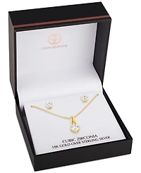 Giani Bernini Cubic Zirconia Pendant Necklace & Stud Earrings Set in 18k Gold-Plated Sterling Silver, Exclusively at Macy's