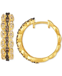 Le Vian Nude Diamond & Chocolate Diamond Wavy Small Hoop Earrings (3/4 ct. t.w.) in 14k Gold, 0.79"