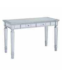 47" Silver Mirrored Writing Desk With Two Drawers