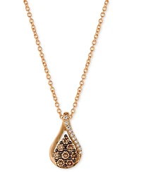 Le Vian Chocolatier Chocolate Diamond & Vanilla Diamond Teardrop 20" Pendant Necklace (3/8 ct. t.w.) in 14k Rose Gold
