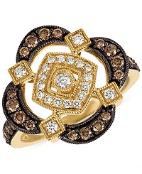 Le Vian Chocolatier Chocolate Diamond & Vanilla Diamond Quatrefoil Ring (3/4 ct. t.w.) in 14k Gold