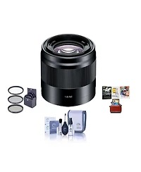 Sony E 50mm f/1.8 Oss Lens for Sony E, Black, Bundle with 49mm Filter Kit, Cleaning Kit, Mac Software Kit