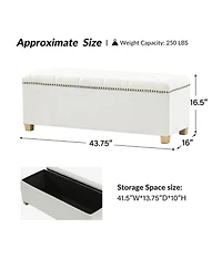 Lauris Classic Tufted Design Storage Bench with Nailhead Trim