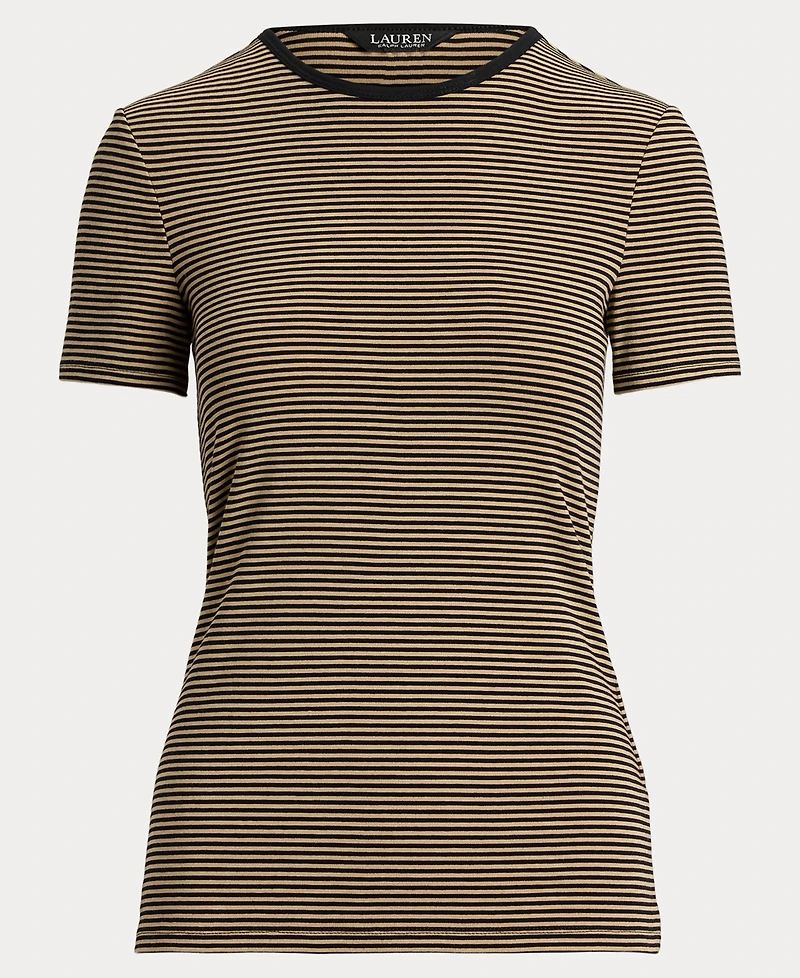 Lauren Ralph Women's Striped Stretch Cotton Crewneck Tee